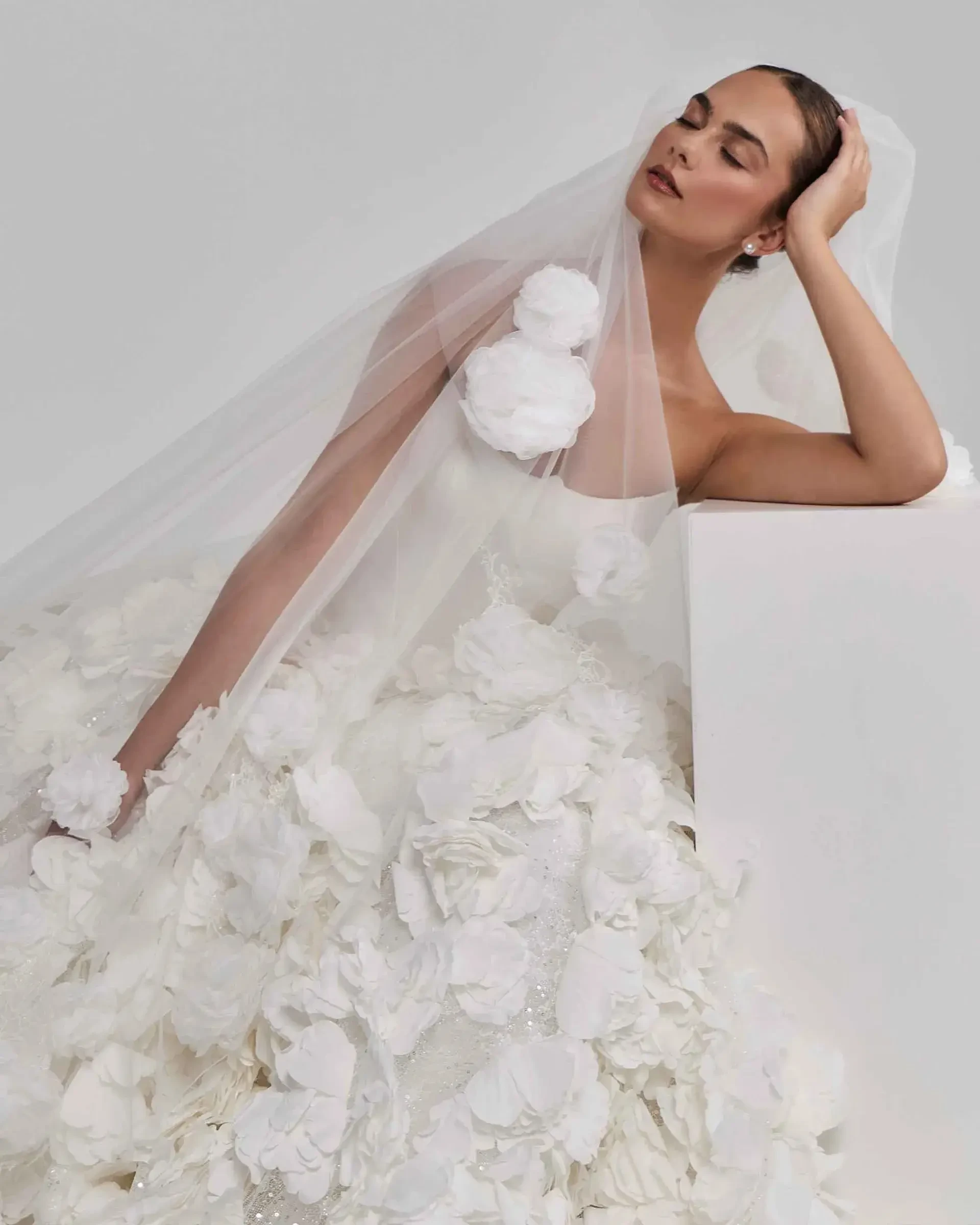 Model wearing bridal veil