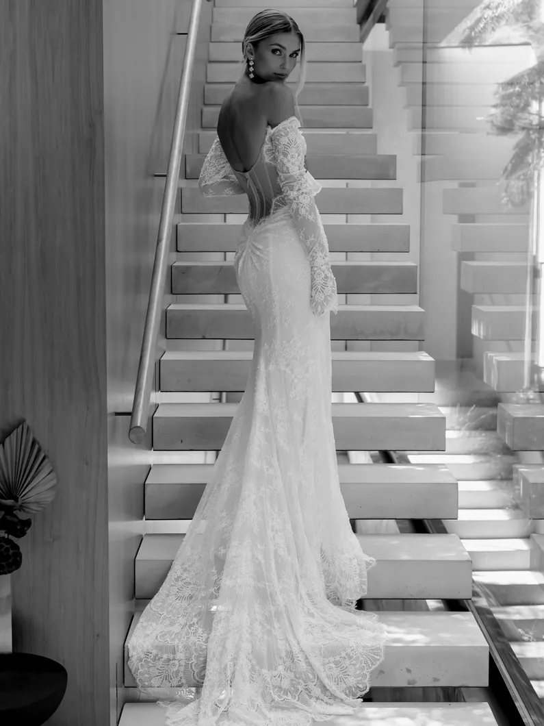 Model wearing bridal gown