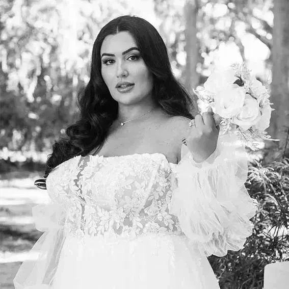 Model wearing bridal gown