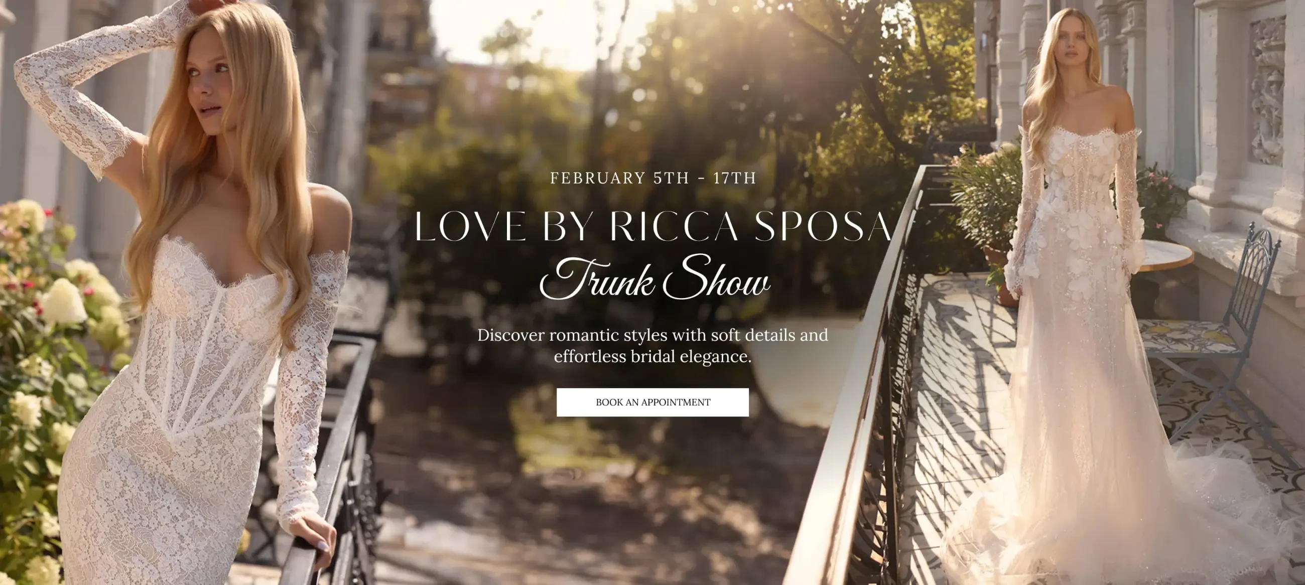 love by ricca sposa trunk show banner