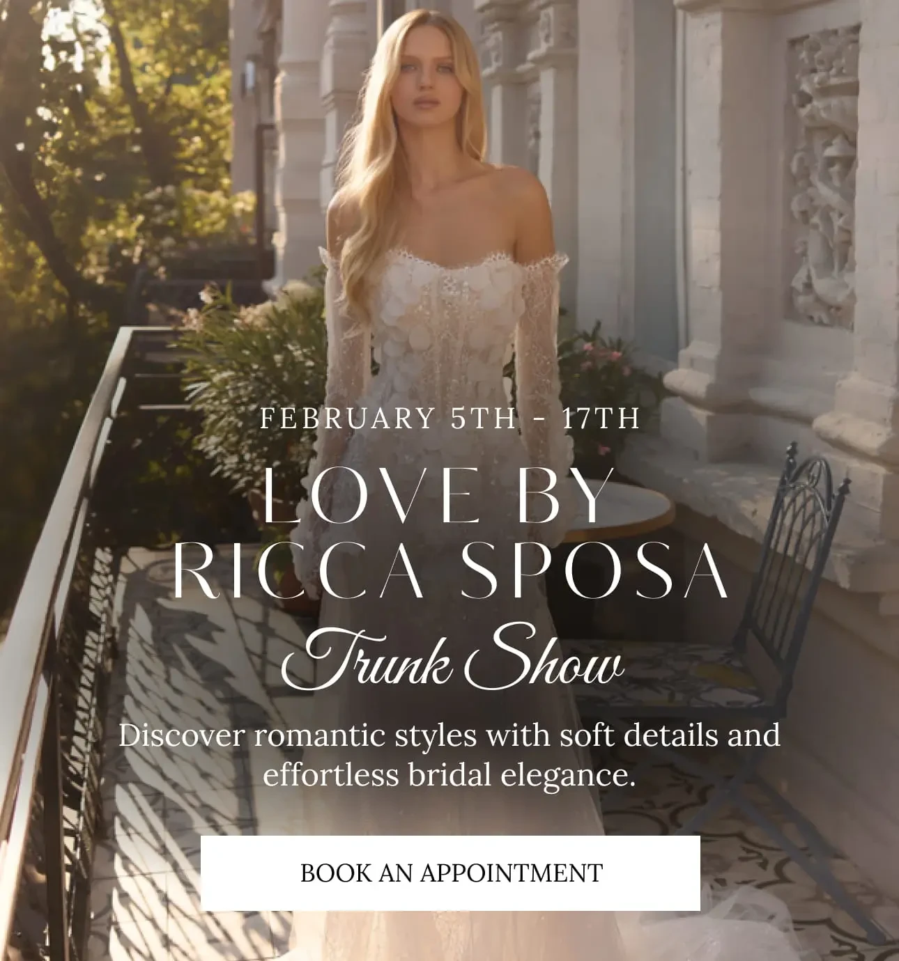 love by ricca sposa trunk show banner